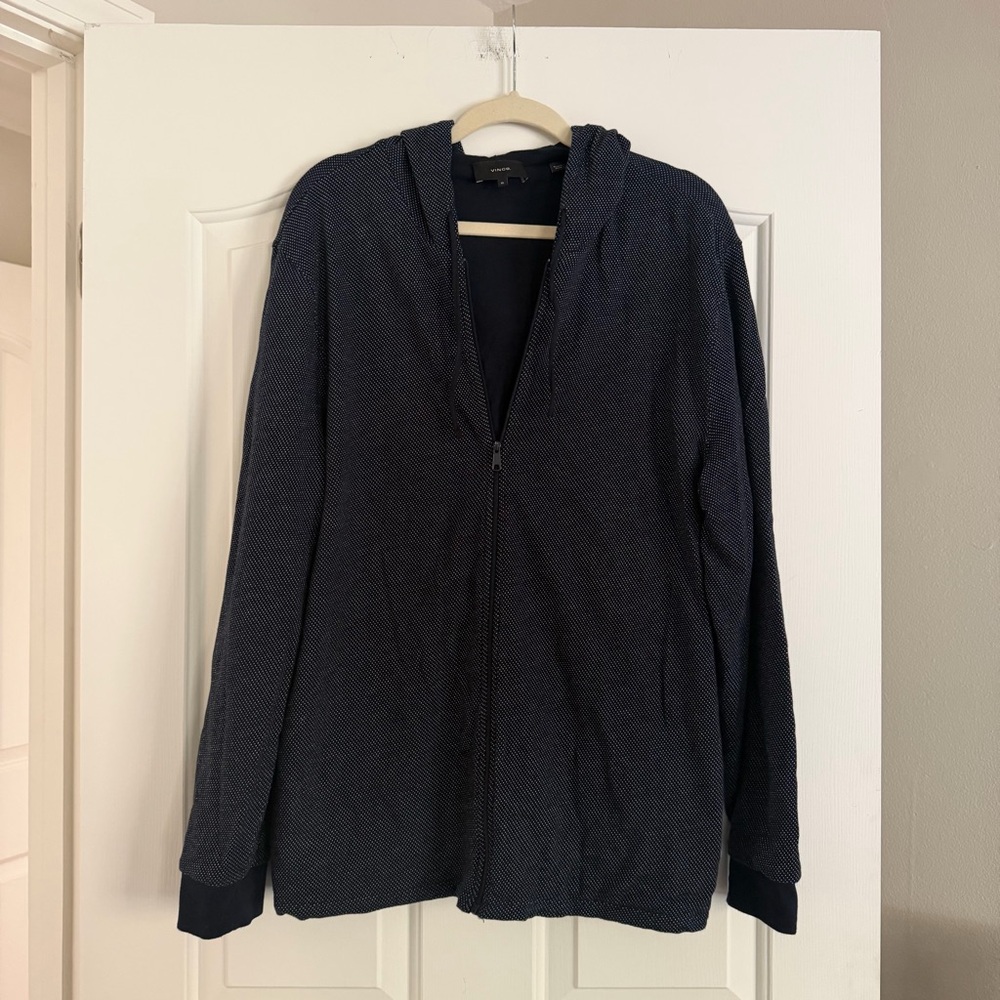 Vince Men's Navy Textured Hoodie